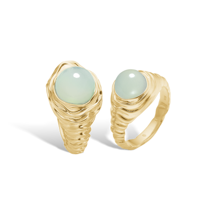 Studio Z Endless Waves forg. sølv ring m. grøn zirkonia