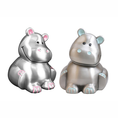 NOA Fortinnet sparebøsse flodhest m. lyserøde/blå øre